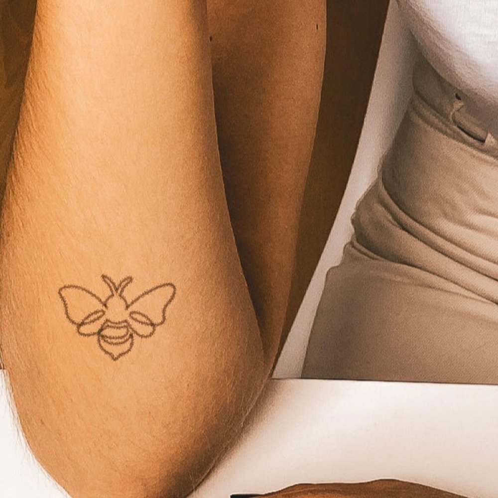 Inkster Tattoo – Bee Line Art Temporary Tattoo for Adults – Vegan, Waterproof, Up to 2 Weeks