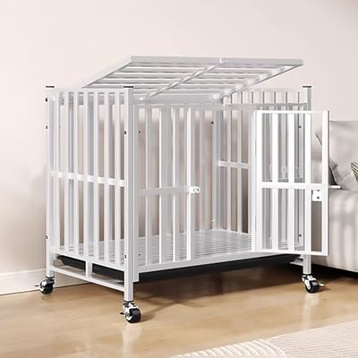 Indestructible Indoor Dog Crate with Tray and Wheels