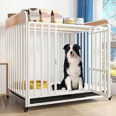 Medium Dog Crate with Side Table, Decorative Indoor Pet Furniture