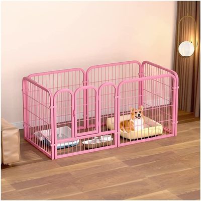 Metal Dog Crate and Pet Playpen, Pink, 120 x 60 x 60