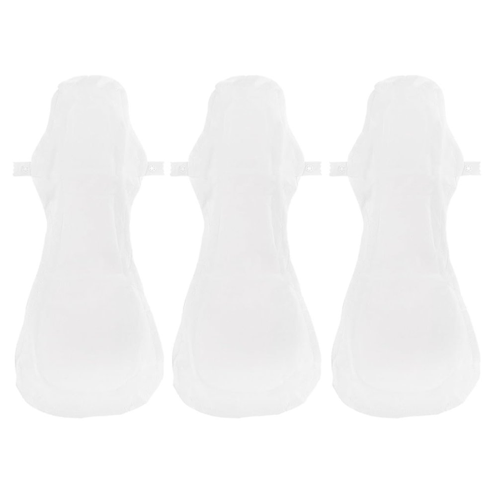 Washable Cotton Cloth Pads, 3-Pack with Snap Fasteners, White
