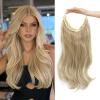 Flyroseing Wavy Halo Hair Extension with Invisible Wire, Blonde Blended Highlights, 45.7 cm view 1