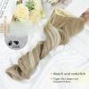 Flyroseing Wavy Halo Hair Extension with Invisible Wire, Blonde Blended Highlights, 45.7 cm view 3