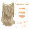 Flyroseing Wavy Halo Hair Extension with Invisible Wire, Blonde Blended Highlights, 45.7 cm view 4