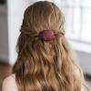 Oval Hair Clips – Faux Leather with Stick | Ponytail view 3