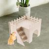 Wooden Hamster House with Playground view 2