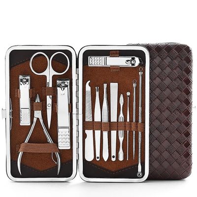 Stainless Steel Nail Clipper Set with Leather Travel Case for Thick Nails