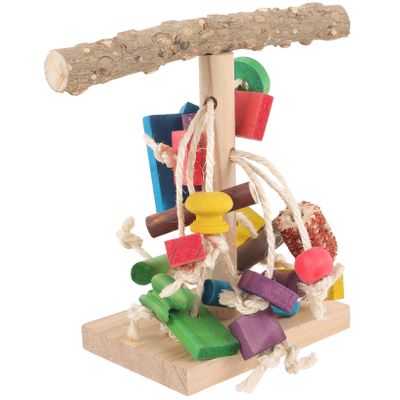 Sosoport Wooden Bird Perch Stand for Parrots and Budgies