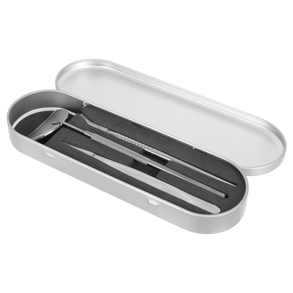 minkissy Stainless Steel Eyelash Extension Tool, Silver, with Detachable Mirror Holder and Handle
