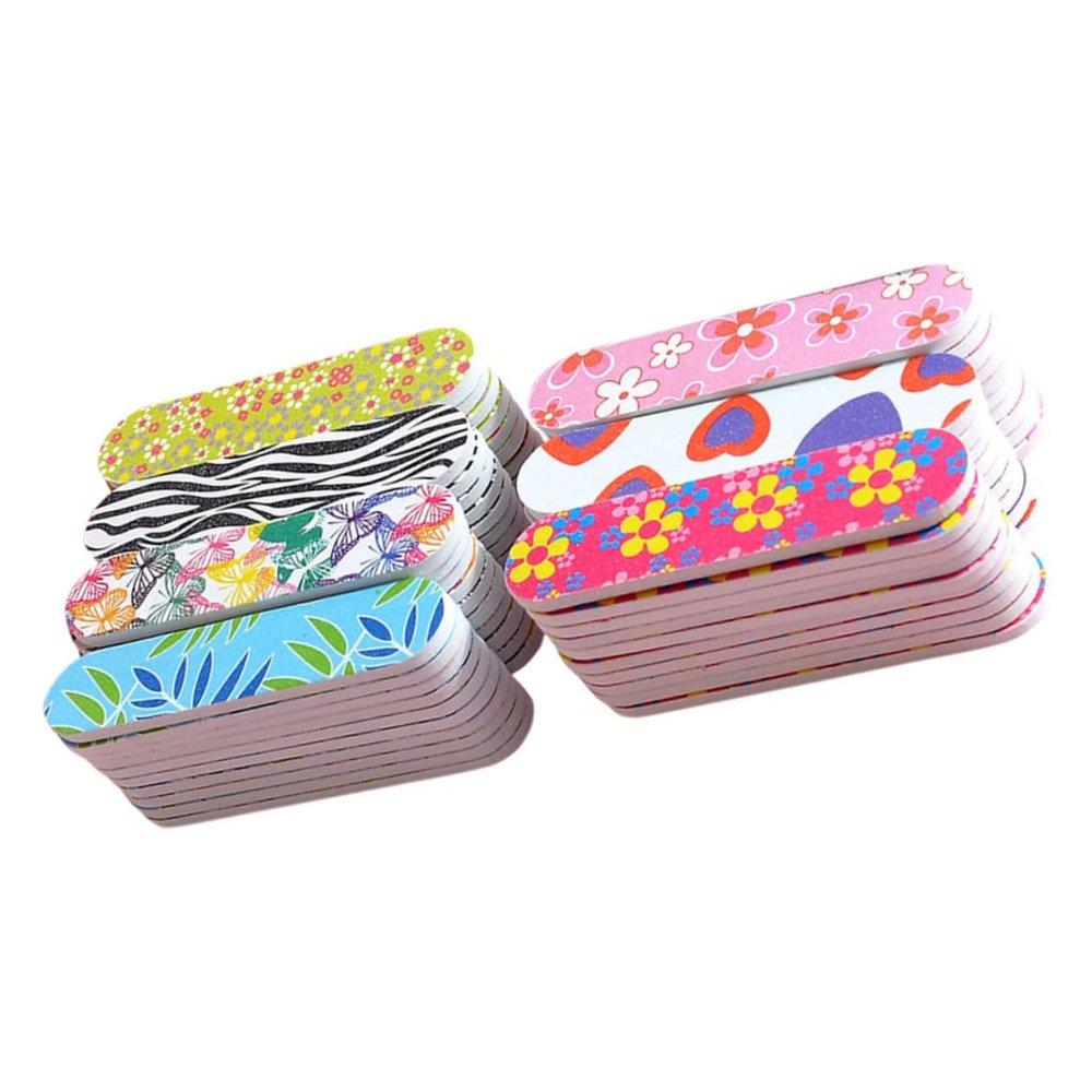60 Small Sponge Nail File Strips, Double-Sided Printed