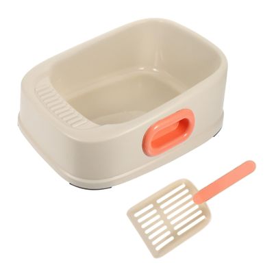 BESPORTBLE Semi-Enclosed Plastic Cat Litter Box with Scoop, 1 Set