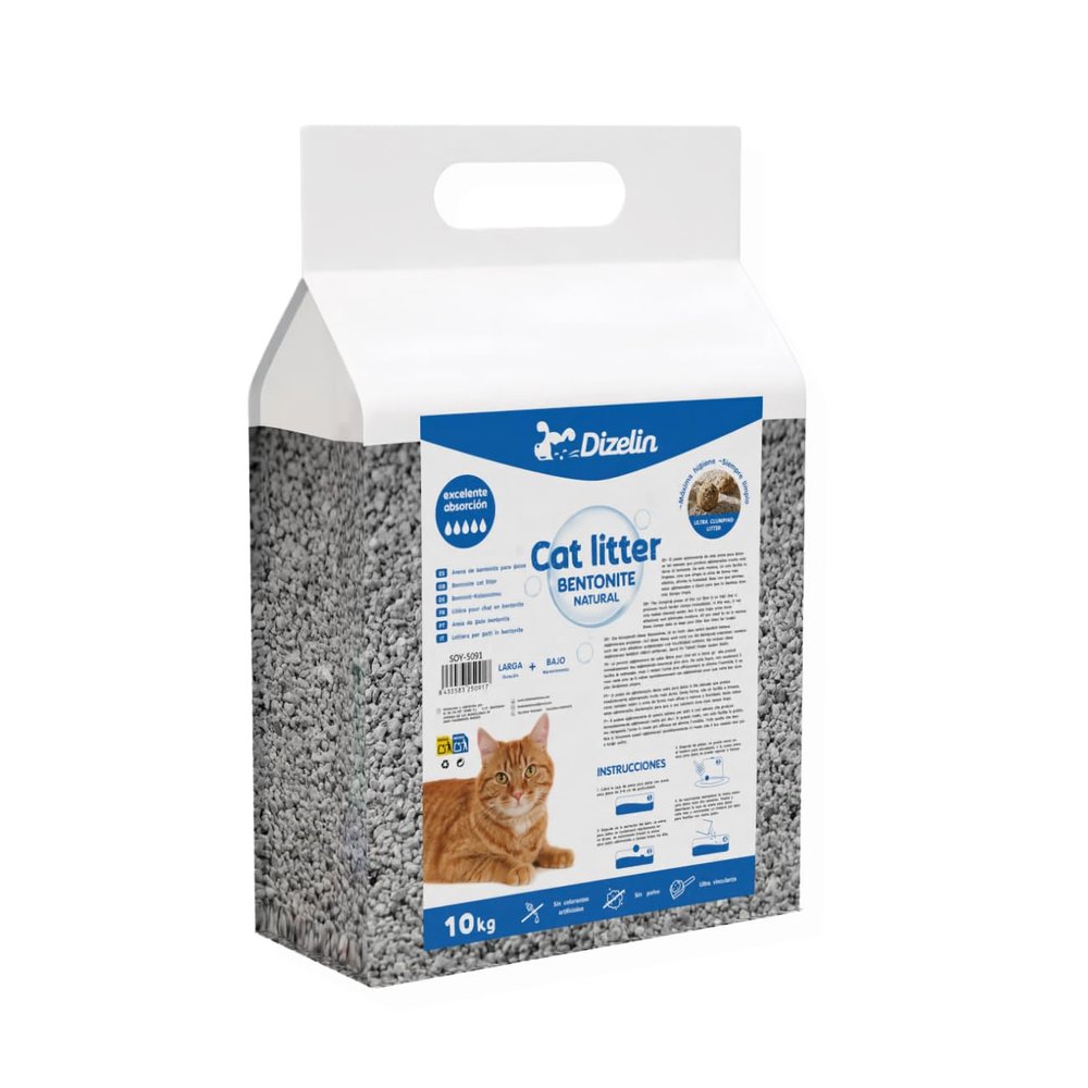 Bentonite Cat Litter with Lavender Scent, Fine Granules, Natural Litter, Clumping Agent (10 kg)