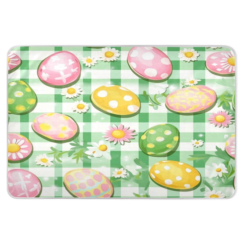 Extra-Large Reusable Potty-Training Urine Bed Pad, Ostertag, Green Plaid Floral Pattern, Highly Absorbent, Machine-Washable, 86.4 x 132.1 cm