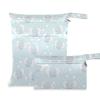 sanluoli Reusable Swimsuit Bags with Handles, for Gym and Beach, 2-Pack (Cute Blue Elephants) view 1