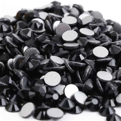 Glass Rhinestones for Nail Art, 3D Decoration, Emerald, SS34, 288 pcs, Black, Various Sizes, 1,440 pcs