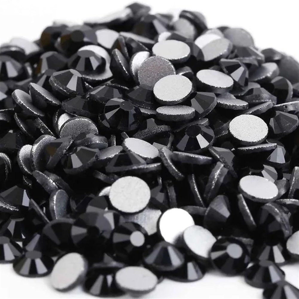 Glass Rhinestones for Nail Art, 3D Decoration, Emerald, SS34, 288 pcs, Black, Various Sizes, 1,440 pcs