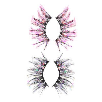Glowing False Eyelashes, 2 Pairs, Fiber with 3D Effect
