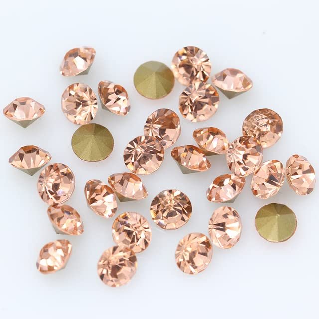 SS2–SS8 Shiny Crystals, 36 Colors, Round Rhinestones for Jewelry and Nail Art, SS6 2 mm Peach, 144 Pieces; SS8 2.4 mm, 144 Pieces