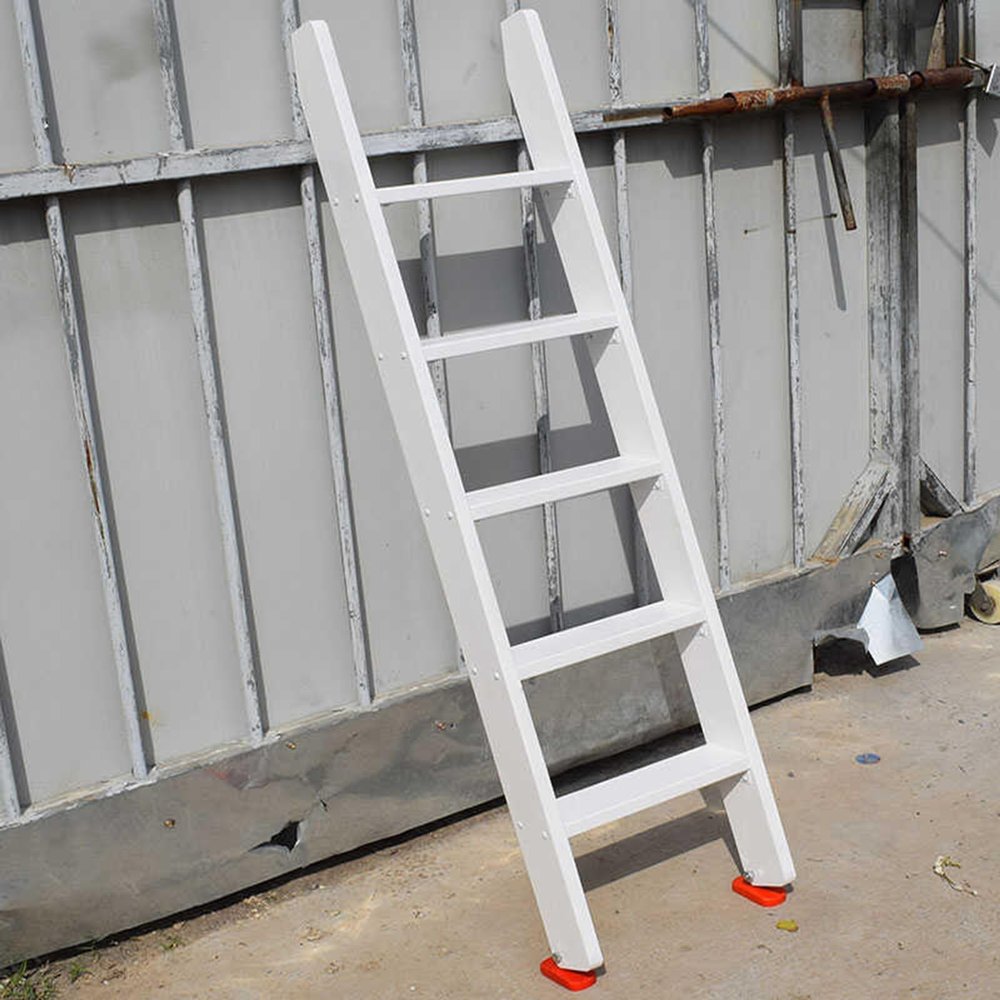 150 cm Angled Wooden Bunk Bed Ladder, 6 Steps, White