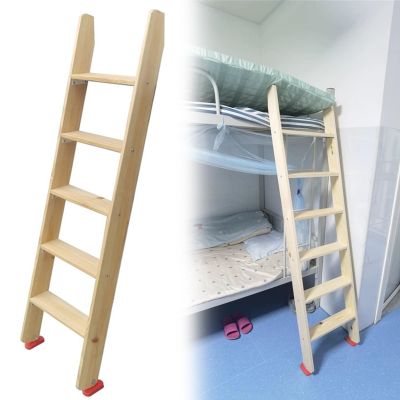 225/200/175/150/125/100 cm Angled Wooden Bunk Bed Ladder, 3–8 Steps, with Hardware and Rubber Mat, Brown, 100 cm (39 2/5 in, 3.3 ft)