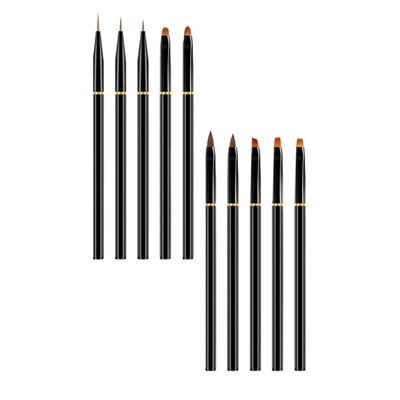 minkissy 10-Piece Black Metal Nail Art Pens with Fine Tips