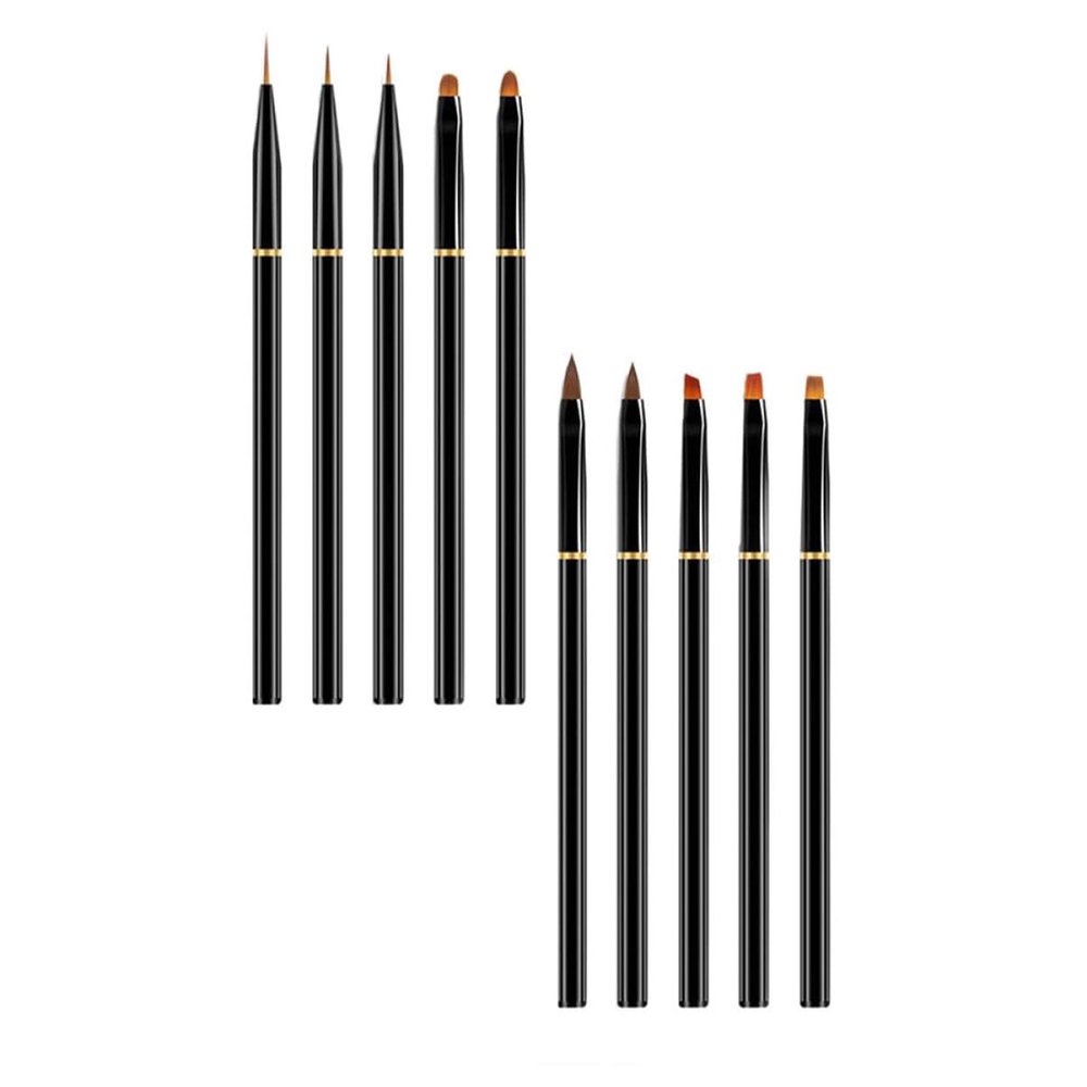 minkissy 10-Piece Black Metal Nail Art Pens with Fine Tips