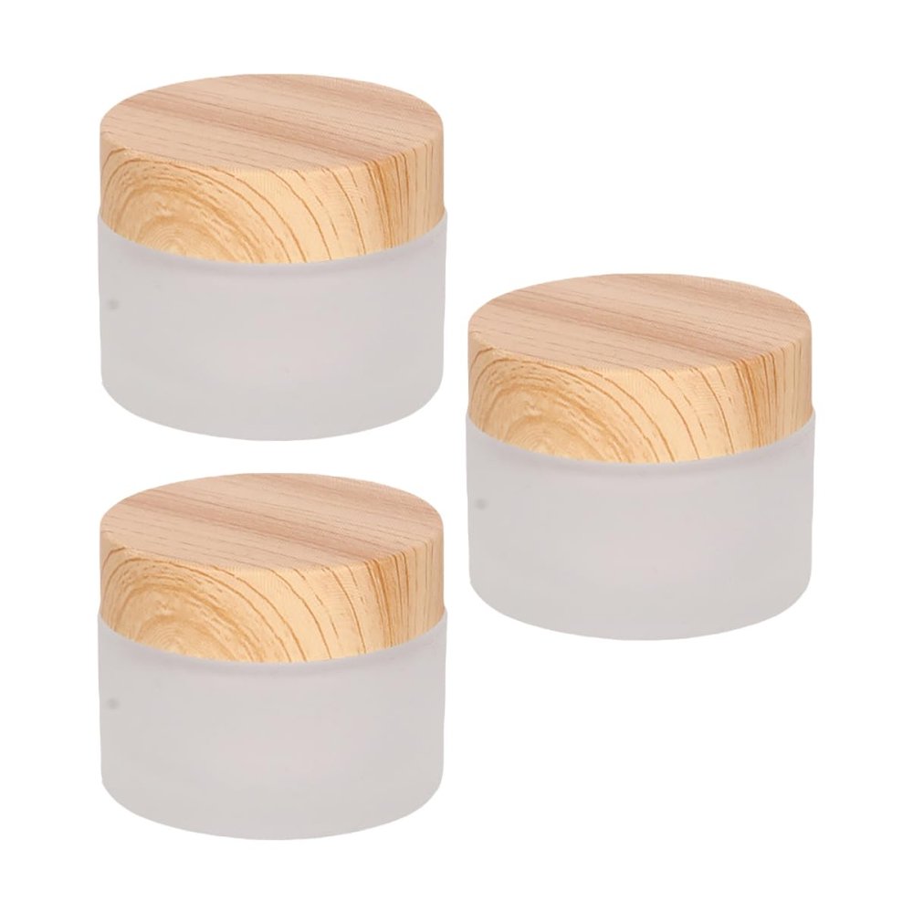minkissy 50 g Small Glass Cream Jars, 3-Piece Set with Leak-Resistant Lids for Travel and Cosmetics
