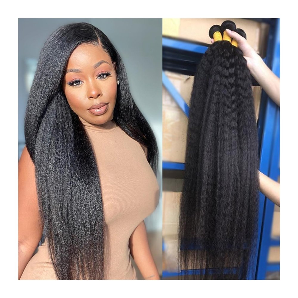 YANG11FAN Human Hair Bundles, Natural Black Straight Peruvian Hair, 20 Inches