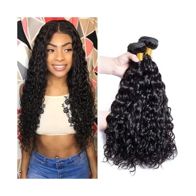 Human Hair Bundles, Malaysian Water Wave Virgin Hair Weave, 1/3/4 Bundles, Natural Black