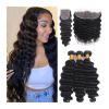 Human Hair Bundles, Loose Deep Wave with Closure, Brazilian Virgin Hair Extensions, Free-Part Lace Closure, Natural Color view 1