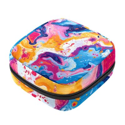 Zipper Menstrual Product Pouch, Colorful Marble Pattern