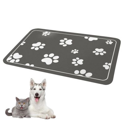 Absorbent Dog Bowl Mat 30 x 50 cm, Dark Gray