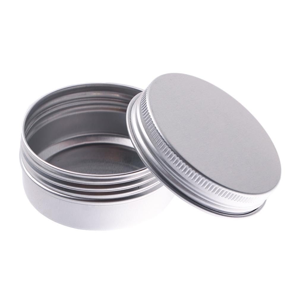 Aluminum Cosmetic Storage Tins, Small Round Tin Containers with Screw-Top Lids for Lip Balm (5)