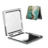 WXWJSHMGC Compact Makeup Mirror with Turquoise-Gold Marble Print, 1x/2x Magnification view 1