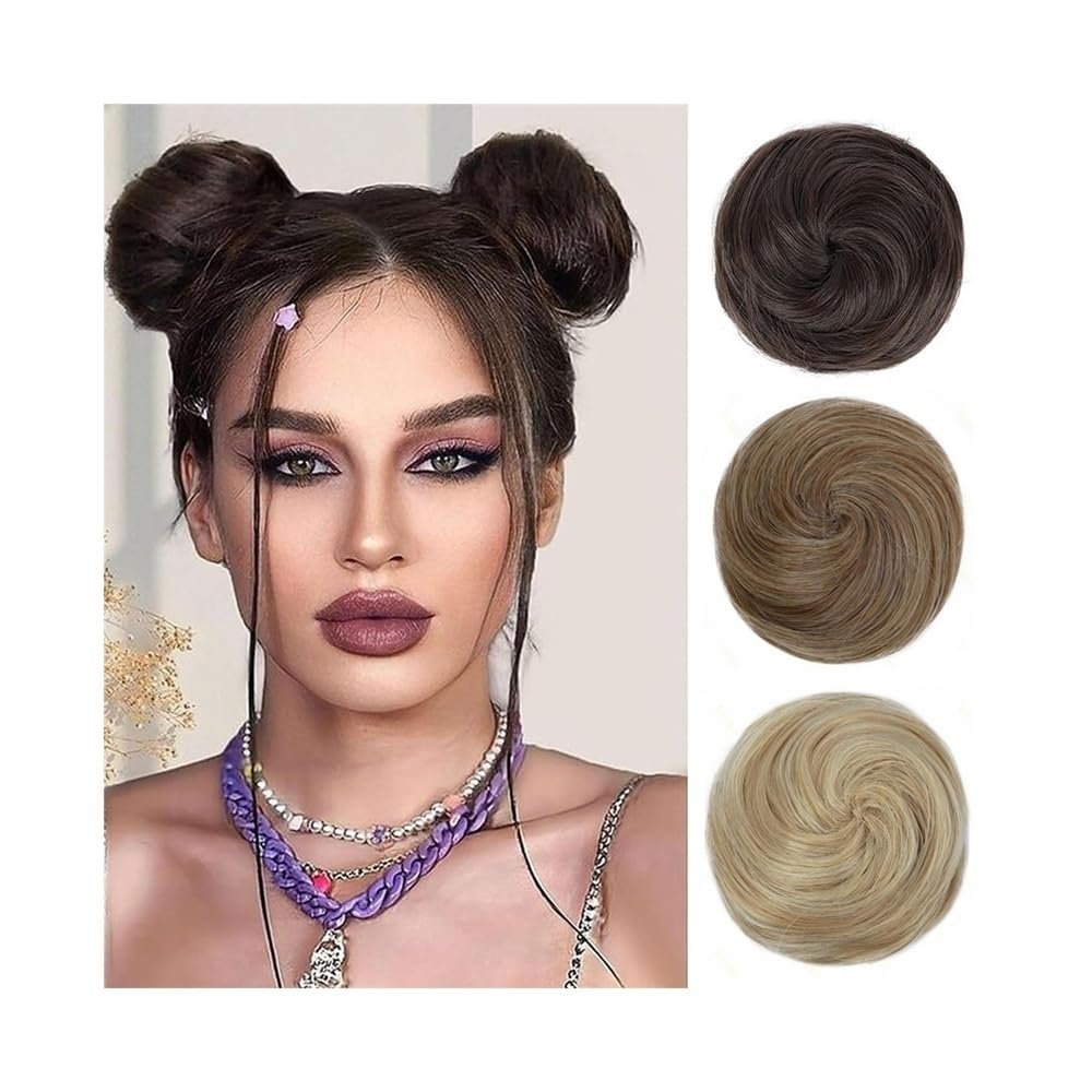 Synthetic Space Bun Hairpiece, 2-Pack, Ash Blonde