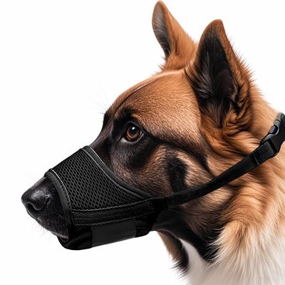LATRAT Dog Muzzle, Adjustable Nylon Muzzle, Soft Buckle, Breathable Mesh, Prevents Eating, Biting, and Barking, Black, Size 2XL