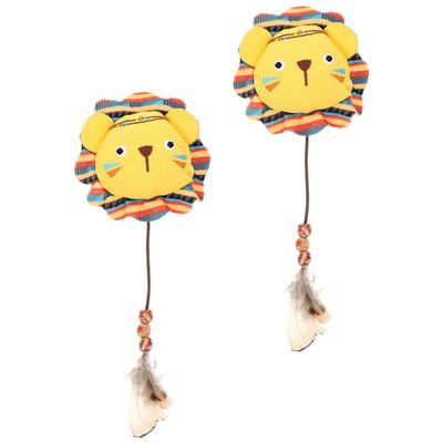 Yardwe 2-Piece Interactive Plush Cat Toys for Chewing and Play, Cartoon-Style, Indoor, Durable