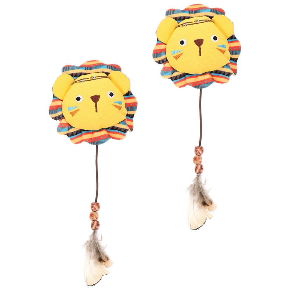 Yardwe 2-Piece Interactive Plush Cat Toys for Chewing and Play, Cartoon-Style, Indoor, Durable