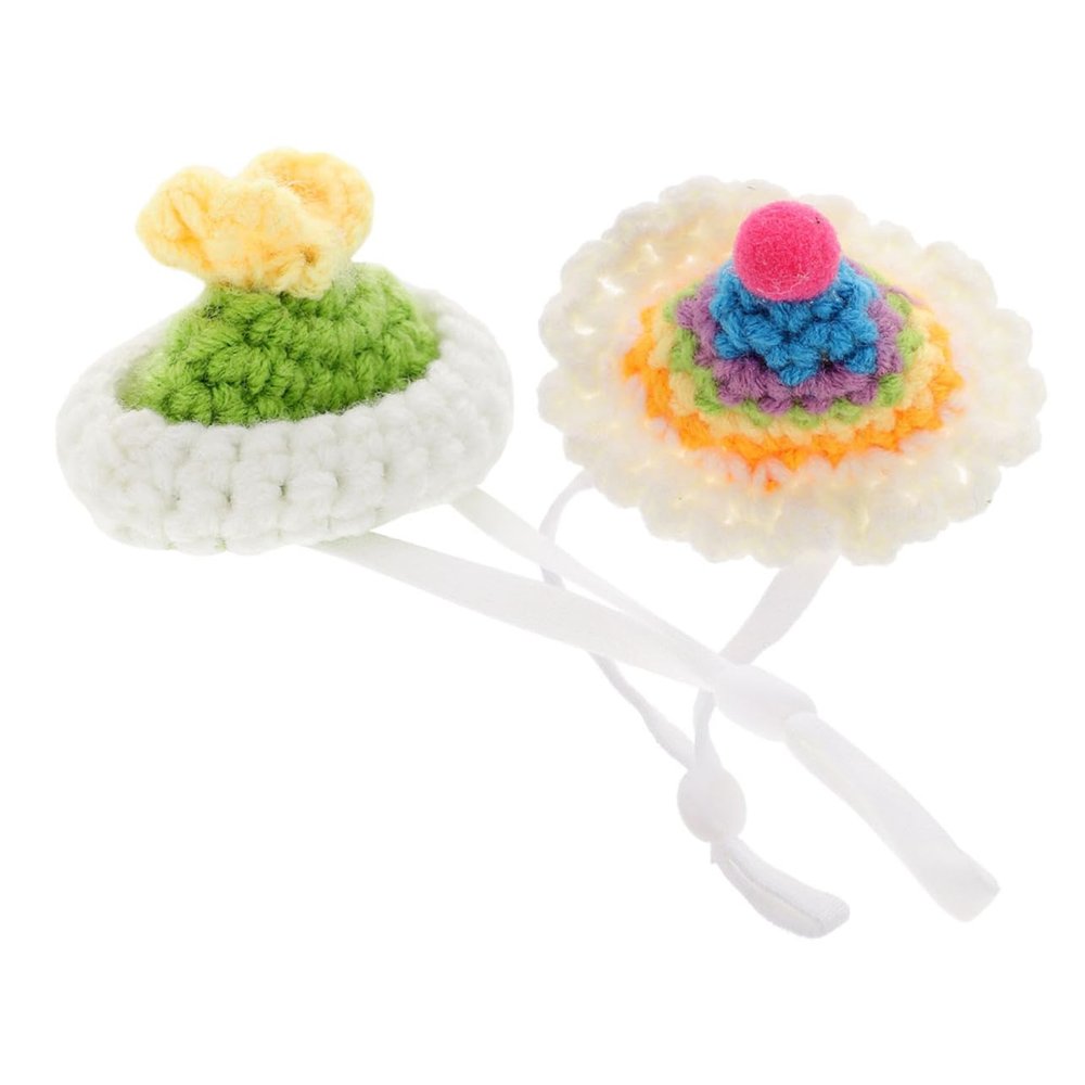 Happyyami 2-Piece Miniature Knit Hat for Small Pets