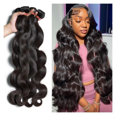 YANG11FAN Human Hair Bundles, Loose Body Wave, 8/40 Inches, 1/3/4 Bundles, Brazilian Remy Hair Extensions for Black Women (1 Piece, 16 Inches)