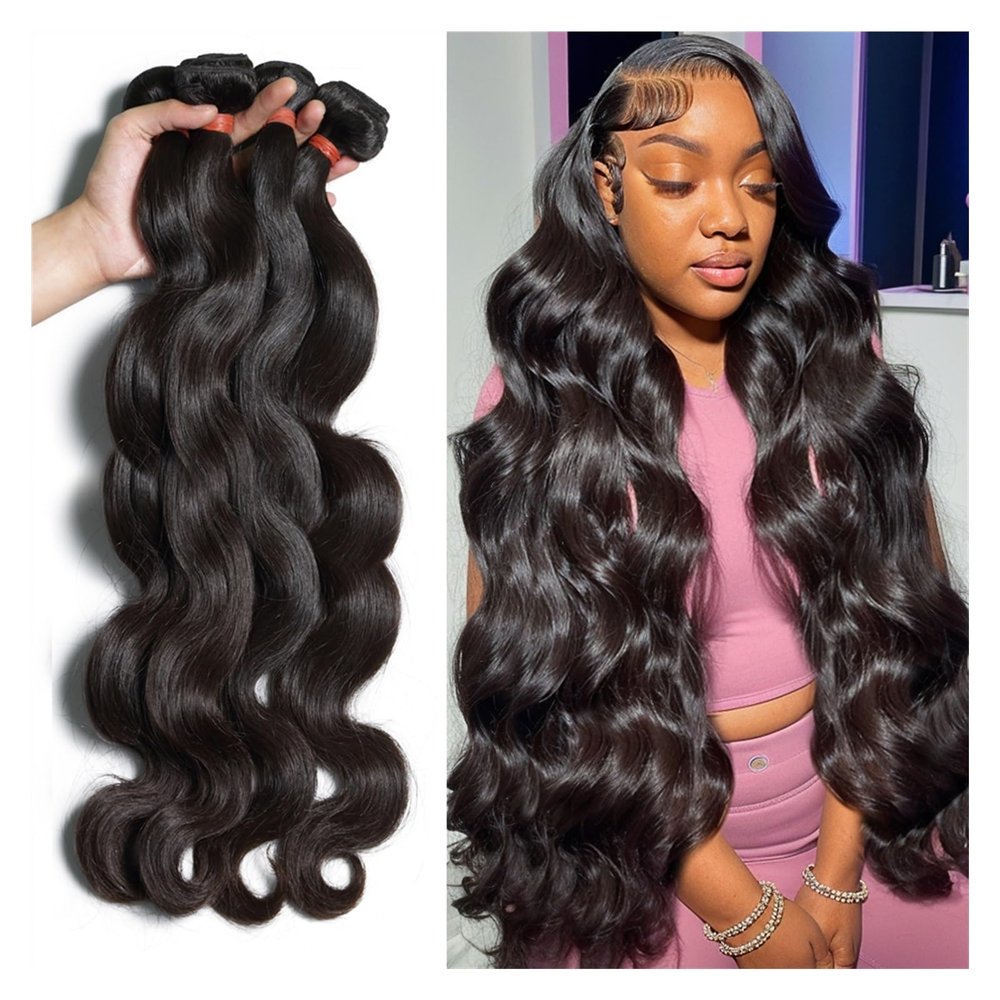 YANG11FAN Human Hair Bundles, Loose Body Wave, 8/40 Inches, 1/3/4 Bundles, Brazilian Remy Hair Extensions for Black Women (1 Piece, 16 Inches)