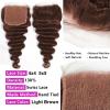 YANG11FAN Human Hair Bundles with Closure, #4 Brown Loose Deep Wave, 13" x 4", 12", 12", 14" and 10" view 2