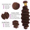 YANG11FAN Human Hair Bundles with Closure, #4 Brown Loose Deep Wave, 13" x 4", 12", 12", 14" and 10" view 3