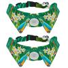 Dog Collar with Bow and Bell, Parrot and White-Flower Pattern, Adjustable Lapel Design, 2-Pack view 1