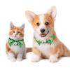 Dog Collar with Bow and Bell, Parrot and White-Flower Pattern, Adjustable Lapel Design, 2-Pack view 2