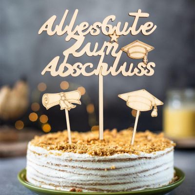 Gleevio Congratulations Graduation Cake Toppers, Wooden, 3-Piece Set