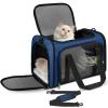 Lohofrnny Cat Carrier for Cats and Small Dogs up to 8 kg, Navy Blue, 50 x 34 x 34 cm view 1
