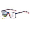 Photochromic Progressive Multifocal Reading Glasses with Blue-Light Filter, TR90, Blue/Red, +1.5 view 1