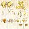 70th Birthday Cake Decorations for Women and Men, Gold Cake Topper Set view 2
