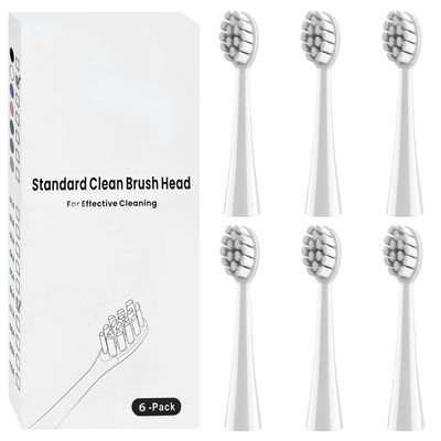 6 Gum Care Replacement Brush Heads Compatible with ApaCare Electric Toothbrush, White